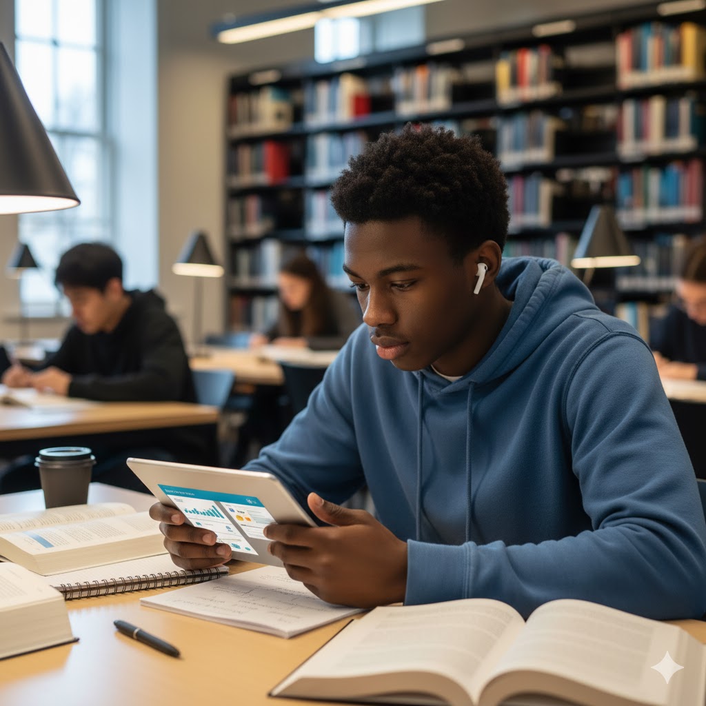 Élève utilisant une tablette pour apprendre